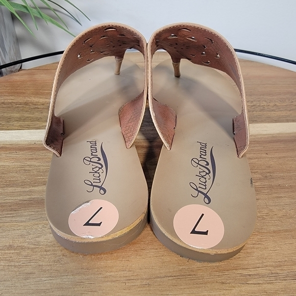 Lucky Brand 'Breese' Sandal Tan Thong with turquoise embellishments boho Size 7 - Picture 12 of 15
